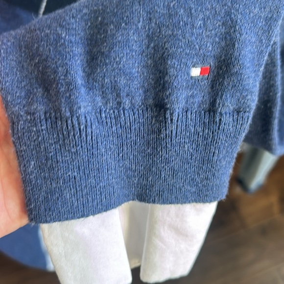 Tommy Hilfiger Medium layered-look argyle sweater in blue, black and white. - Picture 4 of 4